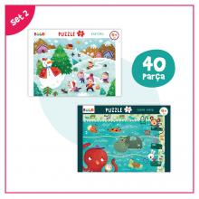 Puzzle Set 2- 40 Parça Puzzle Kartopu/Yüzme Yarışı 